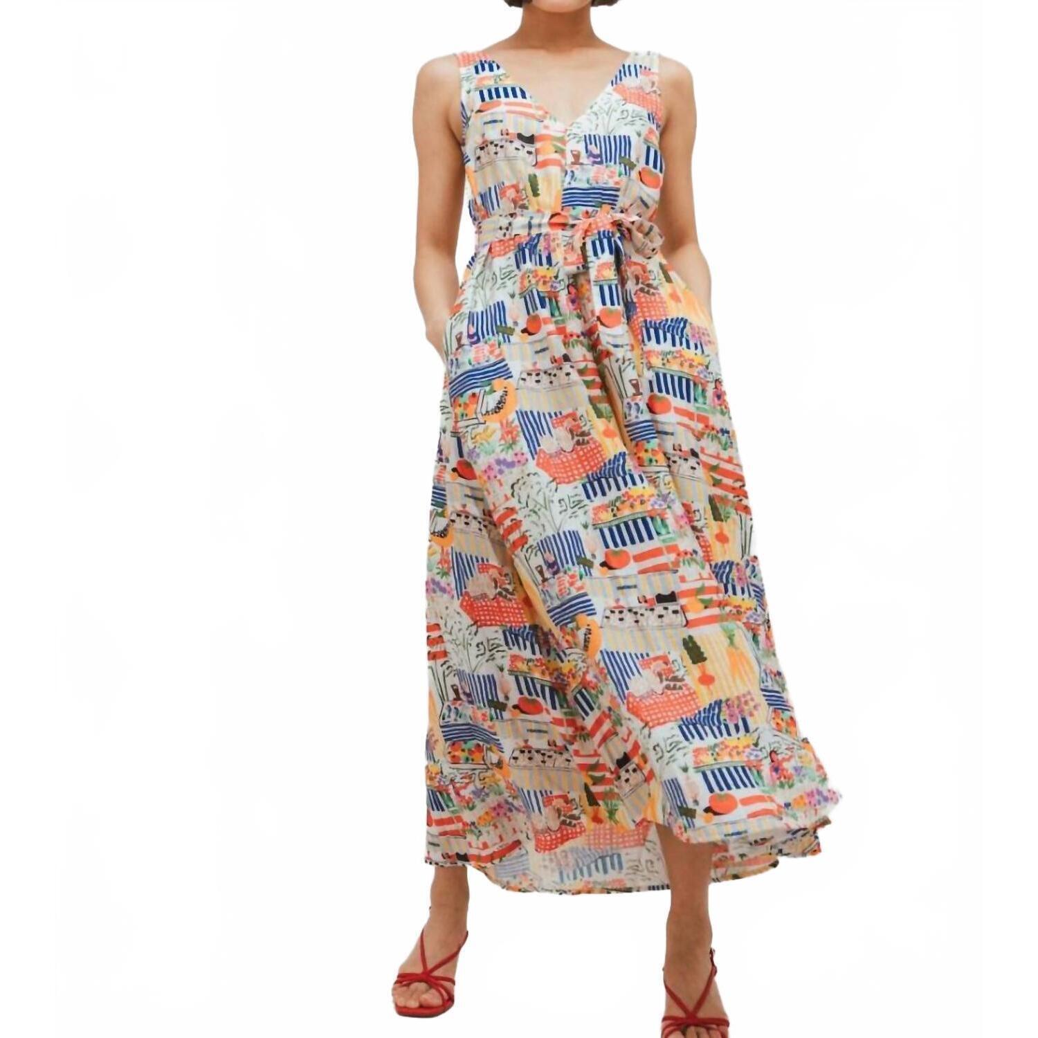 New Frnch Achouak Marche Blanc Midi Dress In Yellow